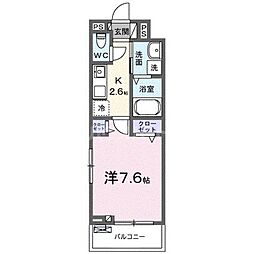 ヒカルサ三郷中央 1Kの間取図画像