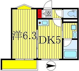 クロレ南流山2 1DKの間取図画像