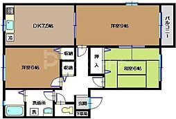 グレースタウン1番館 3DKの間取図画像