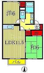 グリーンシャトルA 2LDKの間取図画像