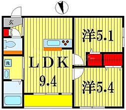 ミア流山 2LDKの間取図画像