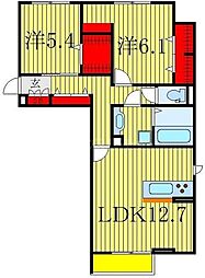 ハイピクチャーD 2LDKの間取図画像