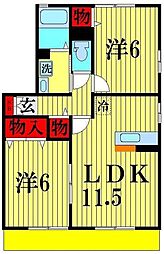 ヴィラ・エスペランサA 2LDKの間取図画像