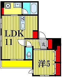 リベルテおおたかの森 1LDKの間取図画像