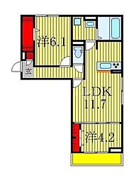グランレ・ジェイド 2LDKの間取図画像