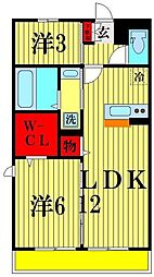 プランドール谷中C 2LDKの間取図画像