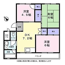 加藤コーポラス 3DKの間取図画像