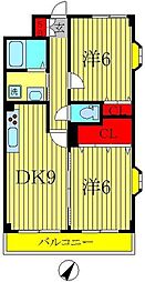 ラフィーヌ・エデン 2DKの間取図画像