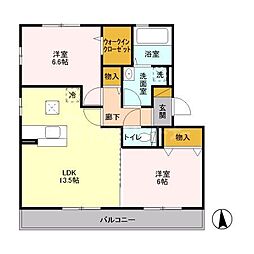 ラヴィエール 2LDKの間取図画像
