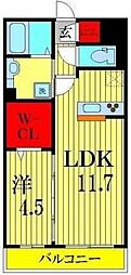 メルヴェーユ三郷中央A 1LDKの間取図画像