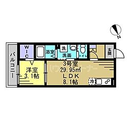 ASJ南流山 1LDKの間取図画像