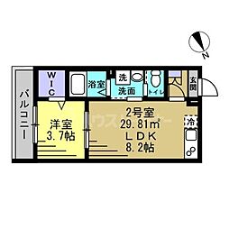 ASJ南流山 1LDKの間取図画像