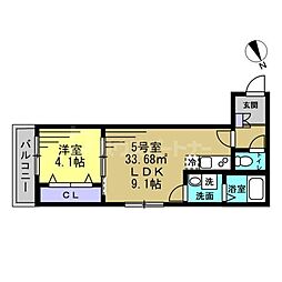 ASJ南流山 1LDKの間取図画像