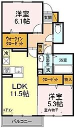 PIECEWOOD1 2LDKの間取図画像