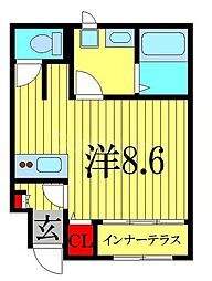 エルミタージュ2 ワンルームの間取図画像