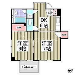 ニューパレス馬橋 2DKの間取図画像
