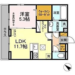 フェリシア 1LDKの間取図画像