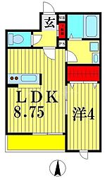 アンジュレーヴ 1LDKの間取図画像