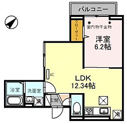 リーラN 1LDKの間取図画像