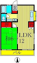 コーポ竹之内 1LDKの間取図画像