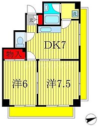 ニューパレス馬橋 2DKの間取図画像