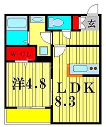 ANNEX南柏 1LDKの間取図画像