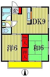 エコーハイツ 2DKの間取図画像