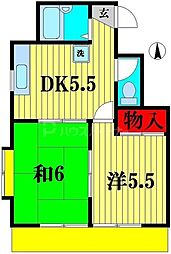 アルカサール小金 2DKの間取図画像