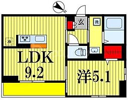 三郷市三郷1丁目アパート 1LDKの間取図画像