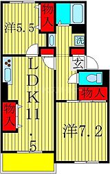 ペアフィールドハウス 2LDKの間取図画像