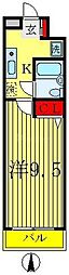 ベルデハイム 1Kの間取図画像