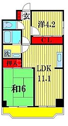 メゾン・ド・ベール早稲田 2LDKの間取図画像
