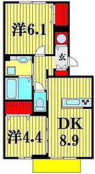 アネシス 2DKの間取図画像