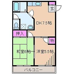スペリアル吉田 2DKの間取図画像