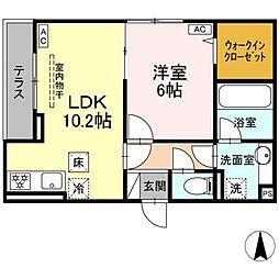 D Paina 今井南町 1LDKの間取図画像