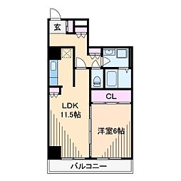 マンション峰岸 1LDKの間取図画像