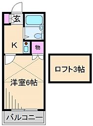 菊名篠原ドーム 1Kの間取図画像