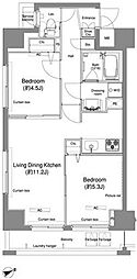 プラウドフラット鶴見1 2LDKの間取図画像