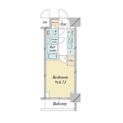 ドゥーエ新横浜 1Kの間取図画像