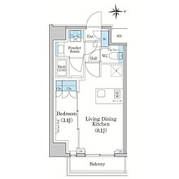 スタイリオ新丸子NORTH 1LDKの間取図画像
