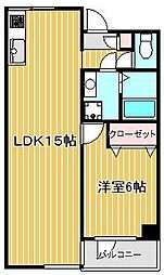 エスティガーデン 1LDKの間取図画像