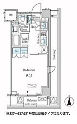 ラティエラ武蔵小杉 1Kの間取図画像