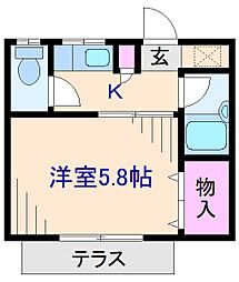 ハピネス高田 1Kの間取図画像