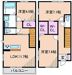 エルデガーデン2号館 3LDKの間取図画像