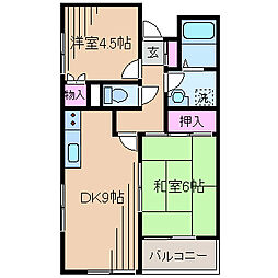 青山コーポA 2DKの間取図画像