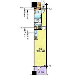 エルエー・プライル新横浜 ワンルームの間取図画像