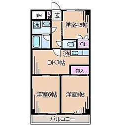グランデュールオークラNUMERO1 2LDKの間取図画像