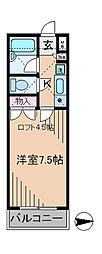 西山ハイツ 1Kの間取図画像