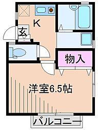 パルストーン 1Kの間取図画像