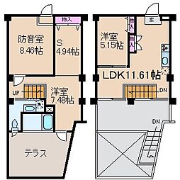 元住吉アートフラッツ 2SLDKの間取図画像